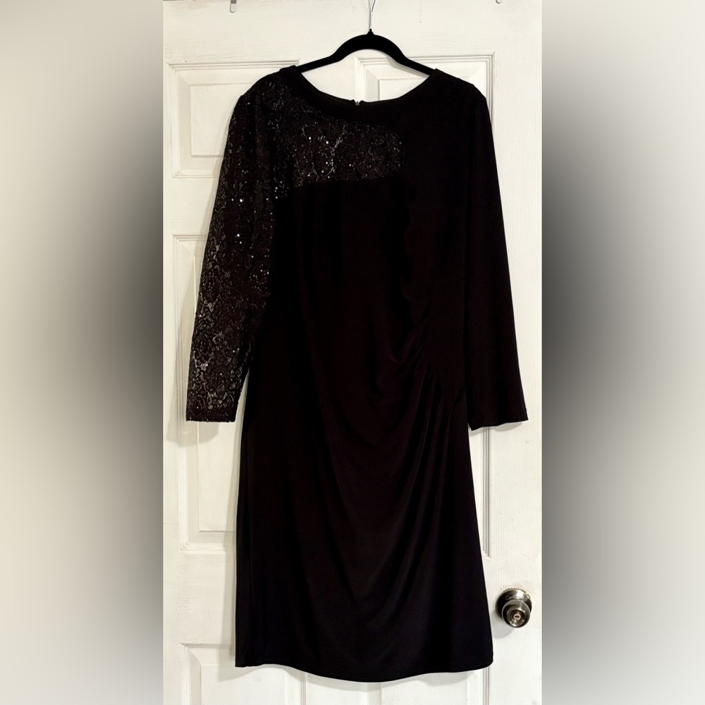 Scarlett Black One Shoulder Long Sleeve Cocktail Gown